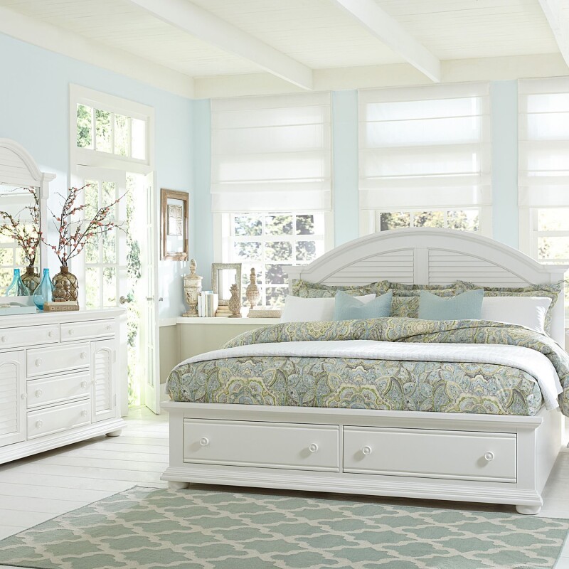Summer House I Queen Storage Bed, Dresser & Mirror, Chest 607BRQSBDMC