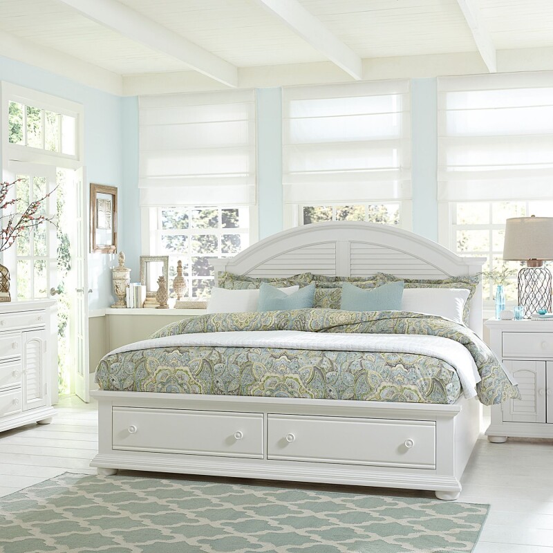 Summer House I Queen Storage Bed, Dresser & Mirror, Night Stand 607BRQSBDMN