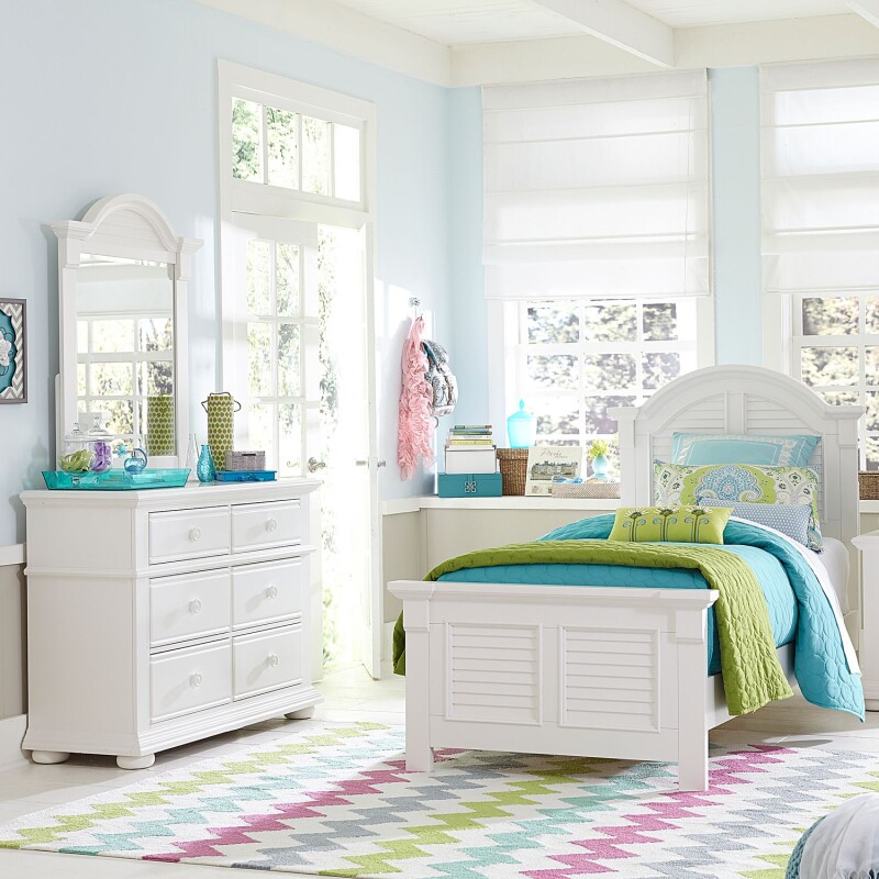 Summer House Twin Panel Bed, Dresser & Mirror 607BRTPBDM