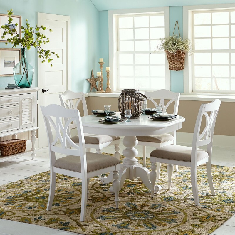 Summer House 5 Piece Pedestal Table Set 607CD5PDS