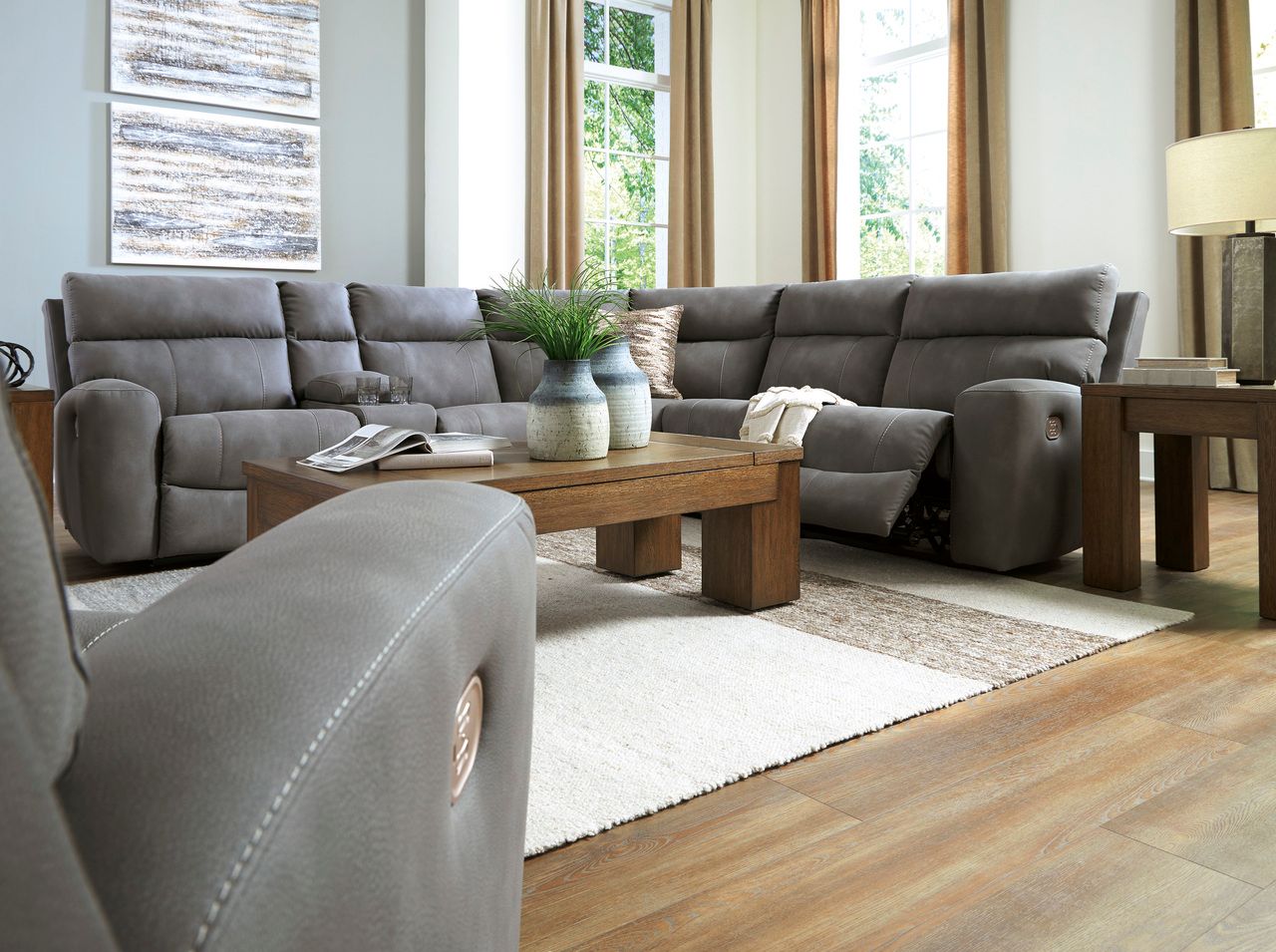 Next-Gen DuraPella 3-Piece Power Reclining Sectional Sofa In Slate 61003S2