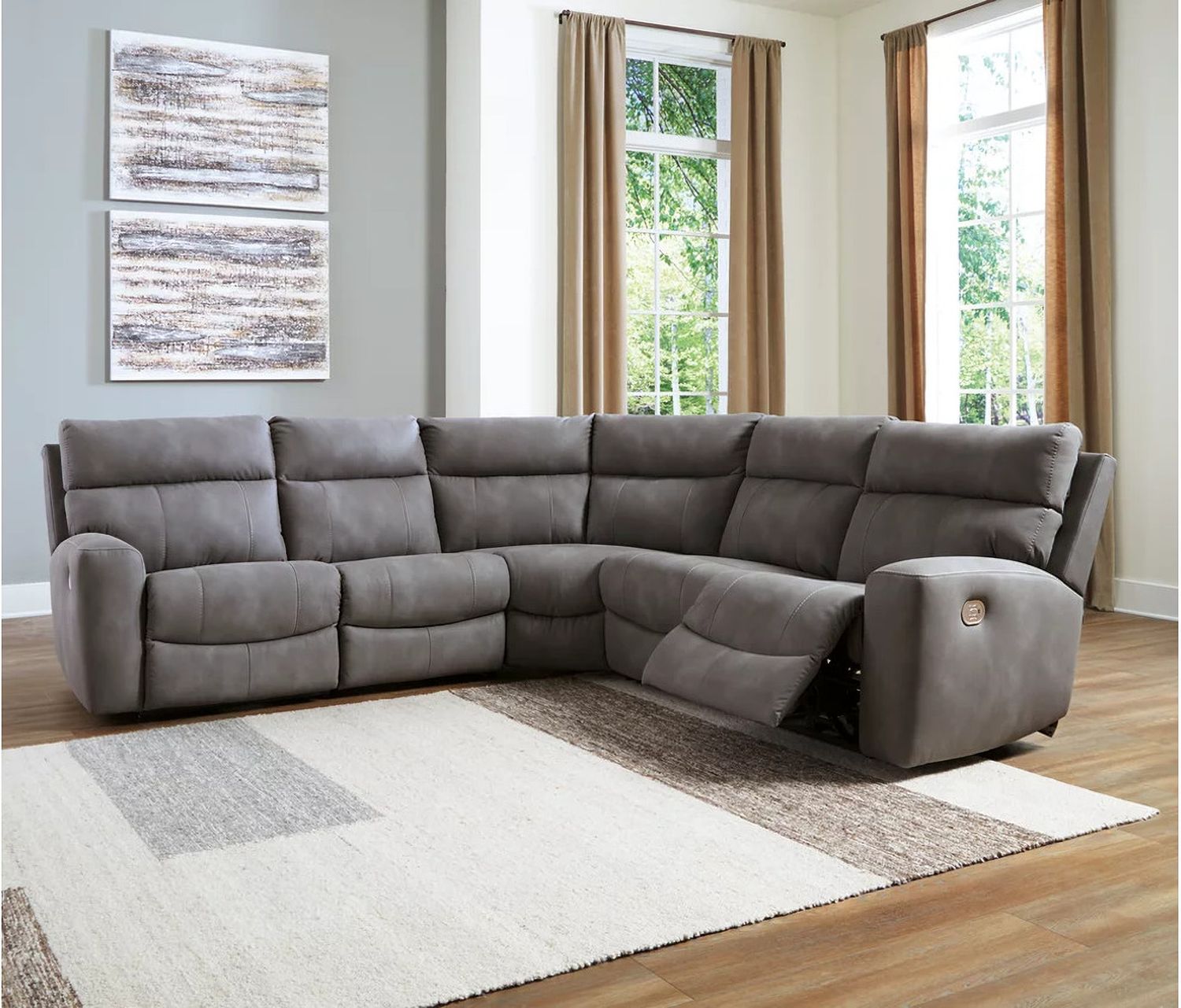 Next-Gen DuraPella 5-Piece Power Reclining Sectional In Slate 61003S6