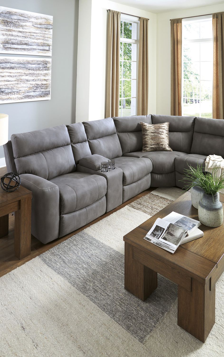 Next-Gen DuraPella 5-Piece Power Reclining Sectional In Slate 61003S6