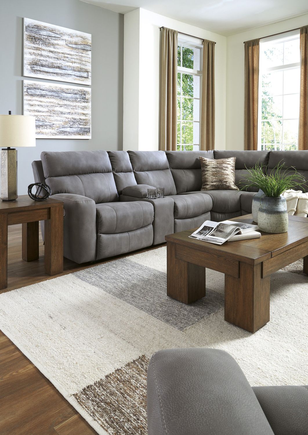Next-Gen DuraPella 5-Piece Power Reclining Sectional In Slate 61003S6