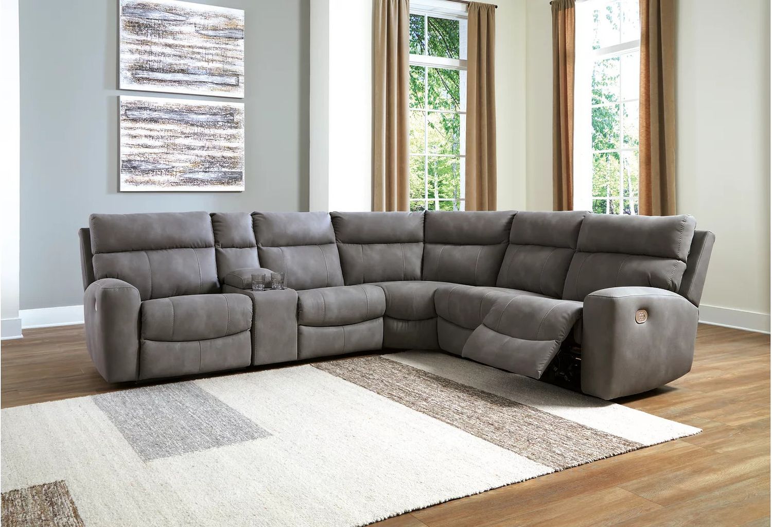 Next-Gen DuraPella 6-Piece Power Reclining Sectional In Slate 61003S7