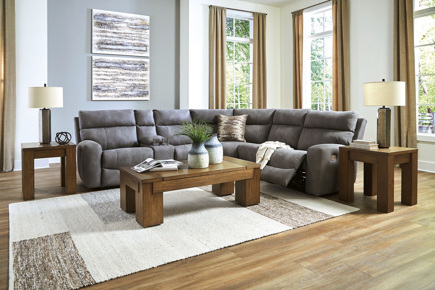 Next-Gen DuraPella 6-Piece Power Reclining Sectional In Slate 61003S7