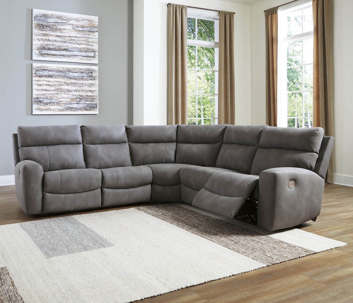 Next-Gen DuraPella 5-Piece Power Reclining Sectional In Slate 61003S8