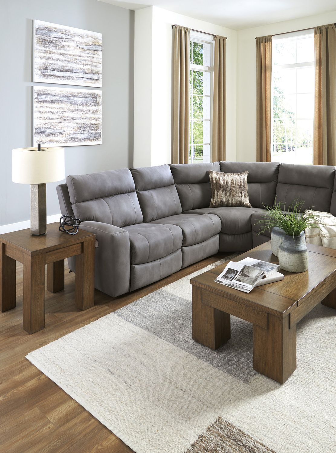 Next-Gen DuraPella 5-Piece Power Reclining Sectional In Slate 61003S8