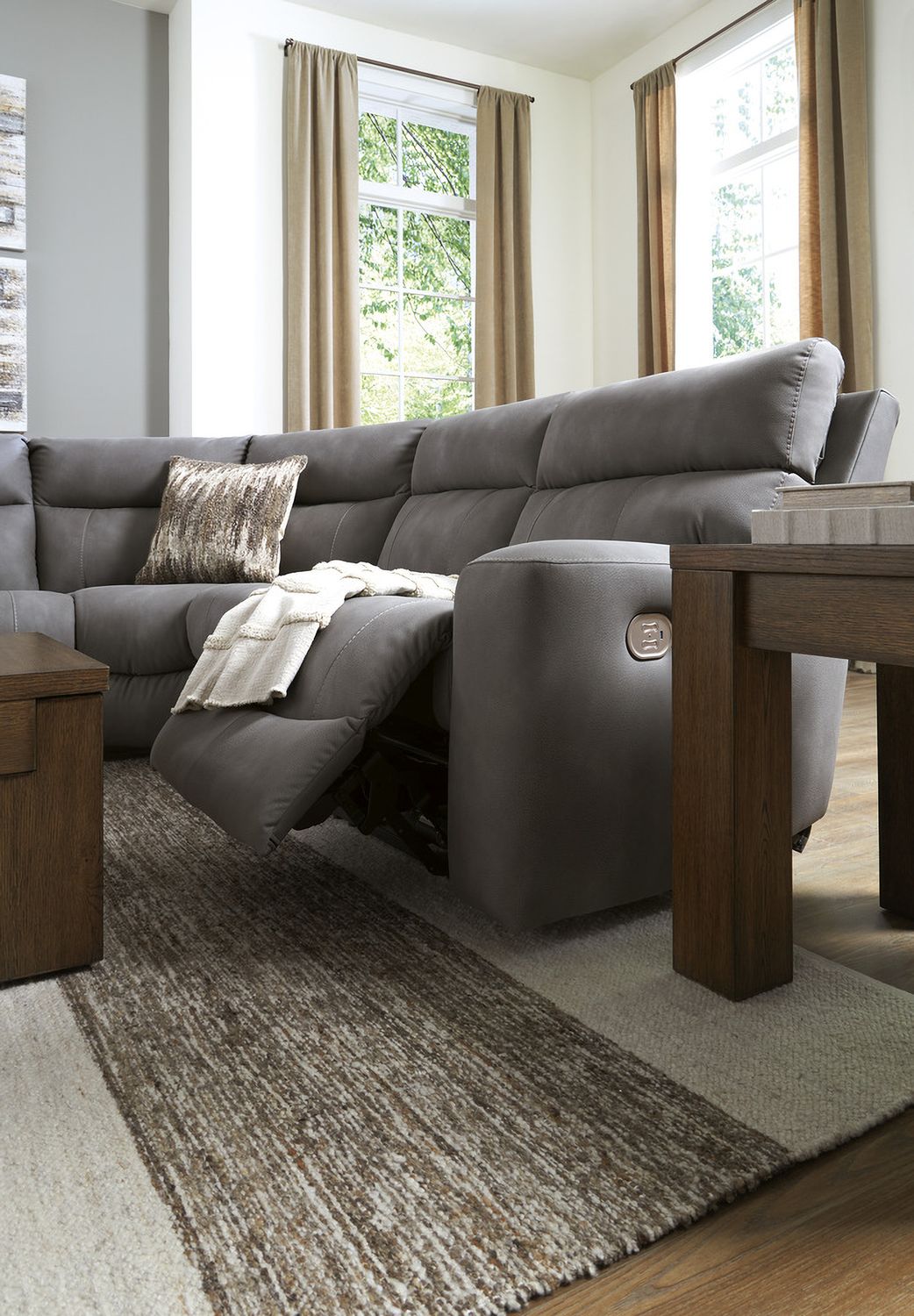 Next-Gen DuraPella 5-Piece Power Reclining Sectional In Slate 61003S8