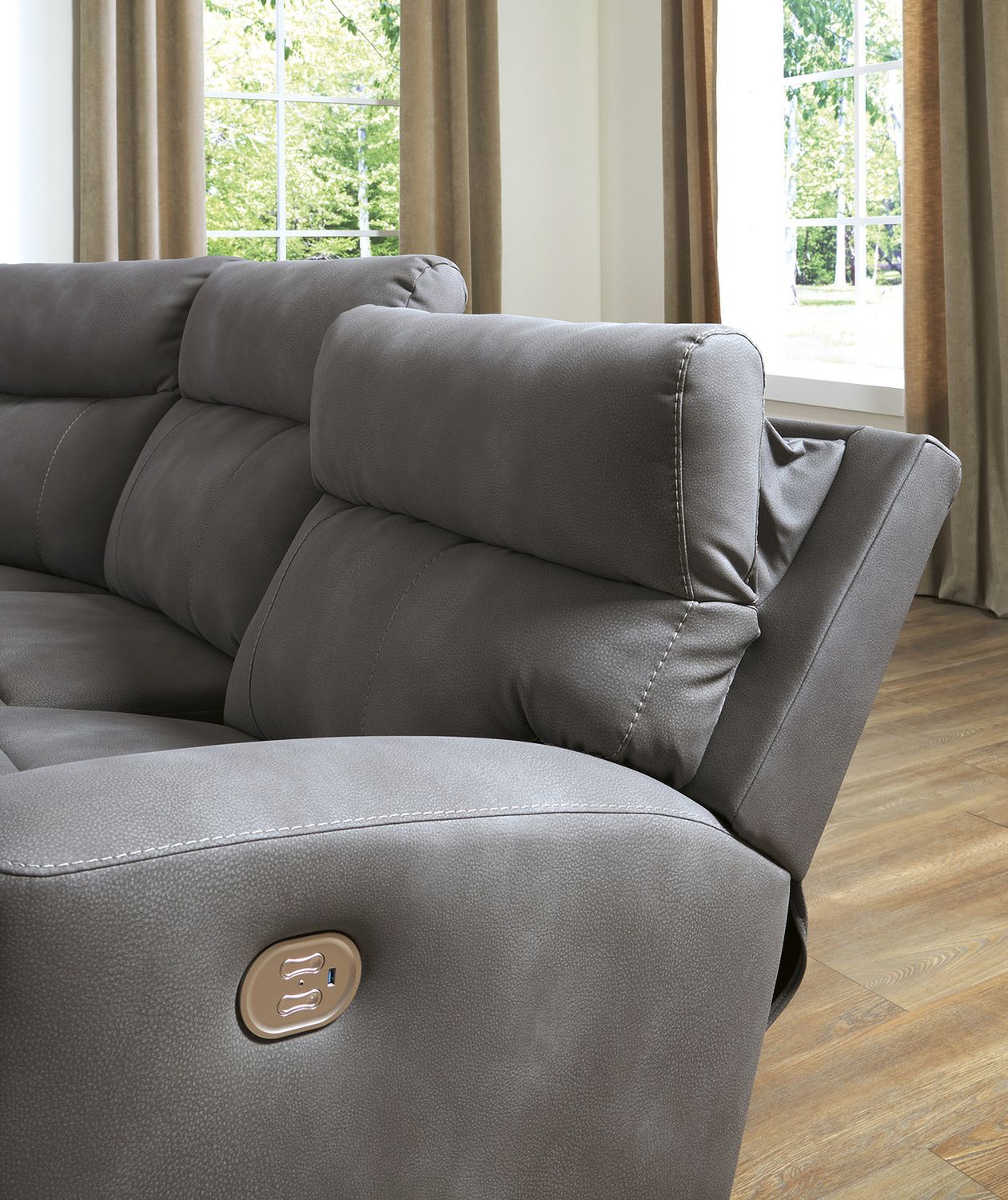 Next-Gen DuraPella 5-Piece Power Reclining Sectional In Slate 61003S8