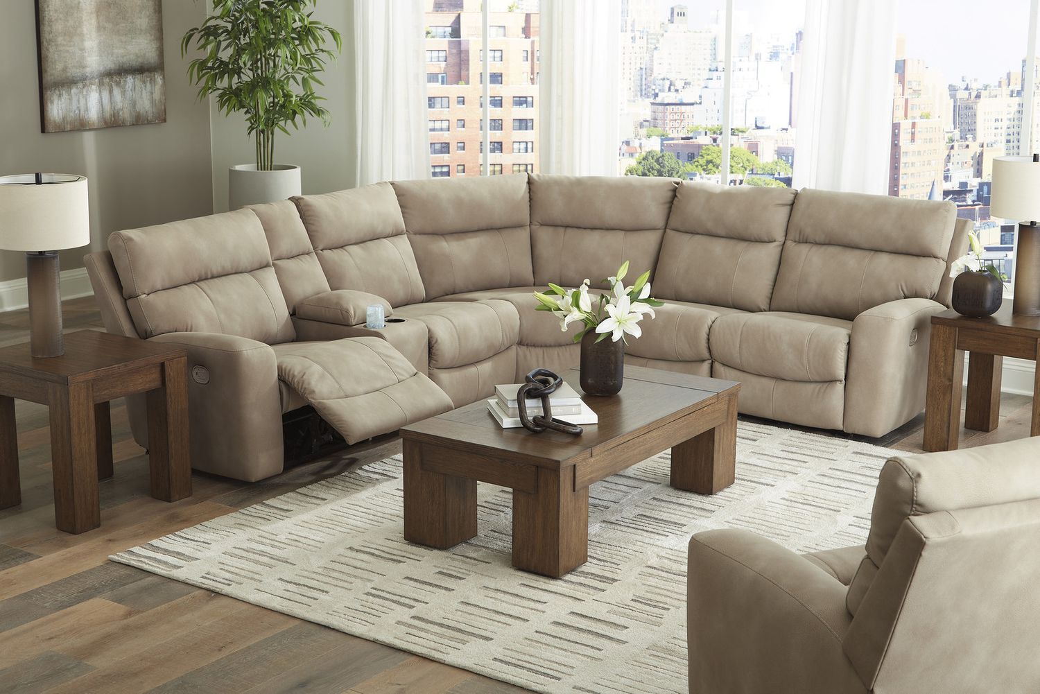 Next-Gen Durapella 3-Piece Power Reclining Sectional In Sand 61004S2