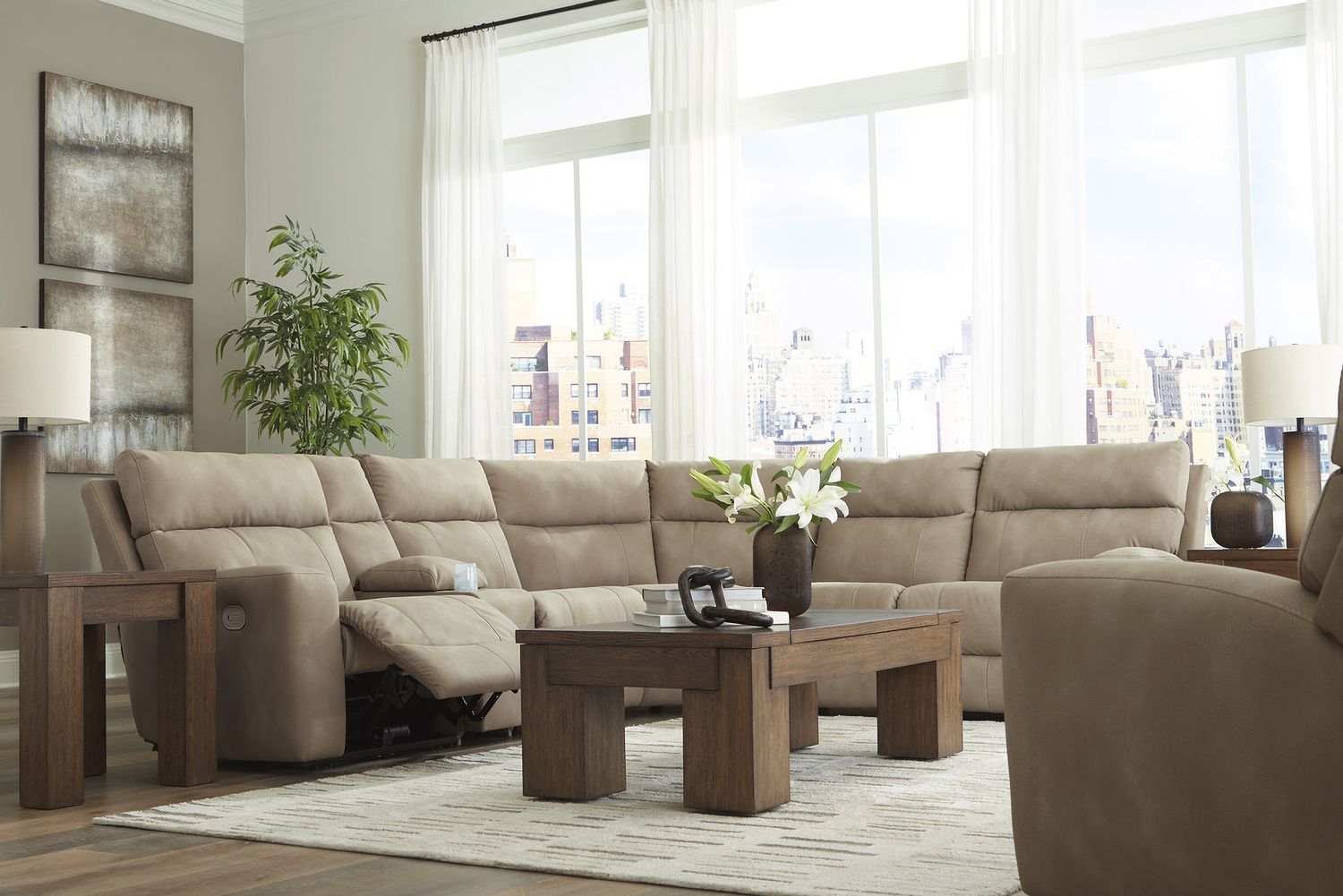 Next-Gen Durapella 3-Piece Power Reclining Sectional In Sand 61004S2