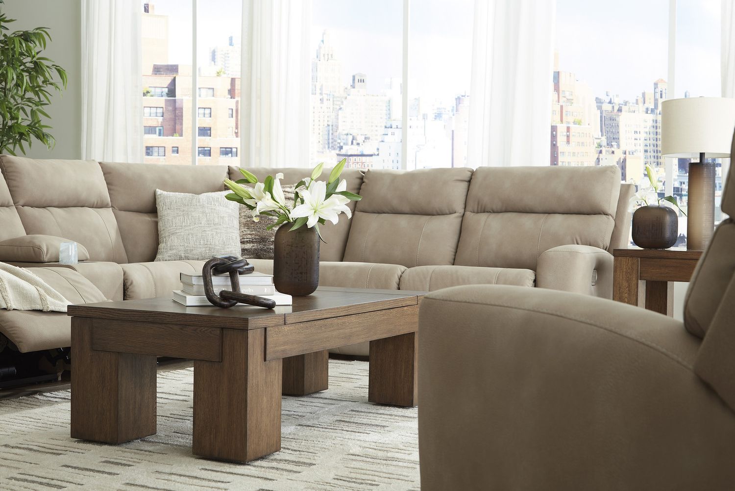 Next-Gen Durapella 3-Piece Power Reclining Sectional In Sand 61004S2