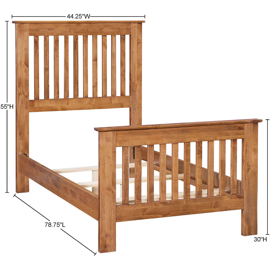 Shaker Slat Twin Bed - Tall Footboard - 61233 61233