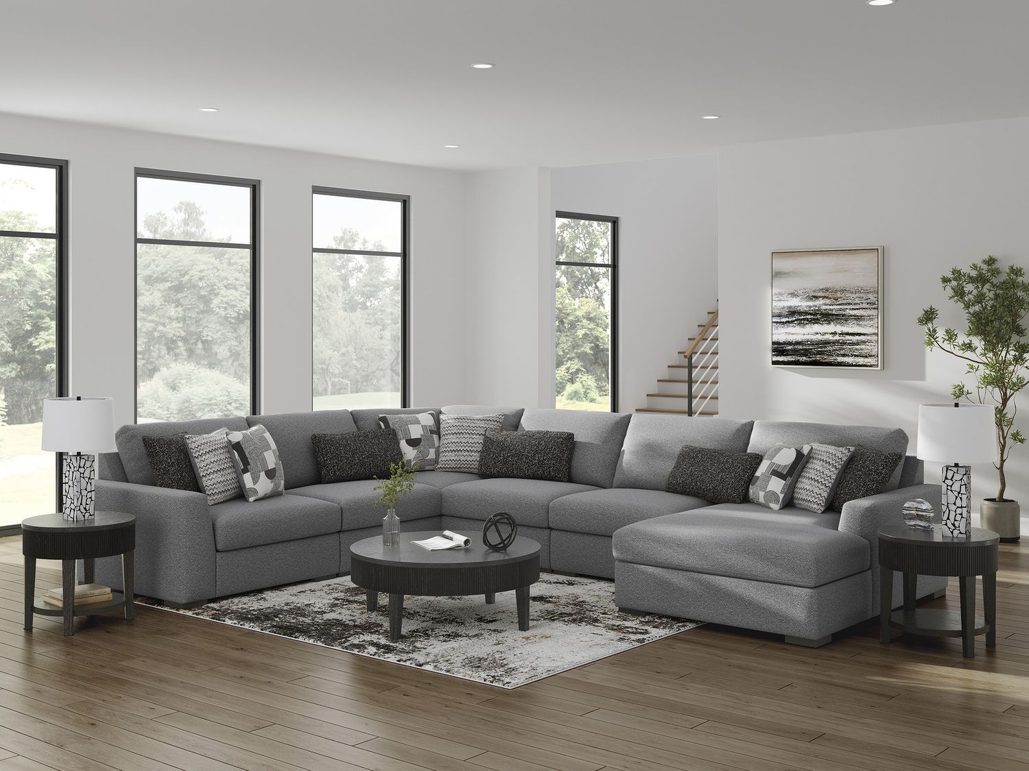 Bealton 6-Piece Sectional with RAF Chaise In Salt and Pepper 61305S12