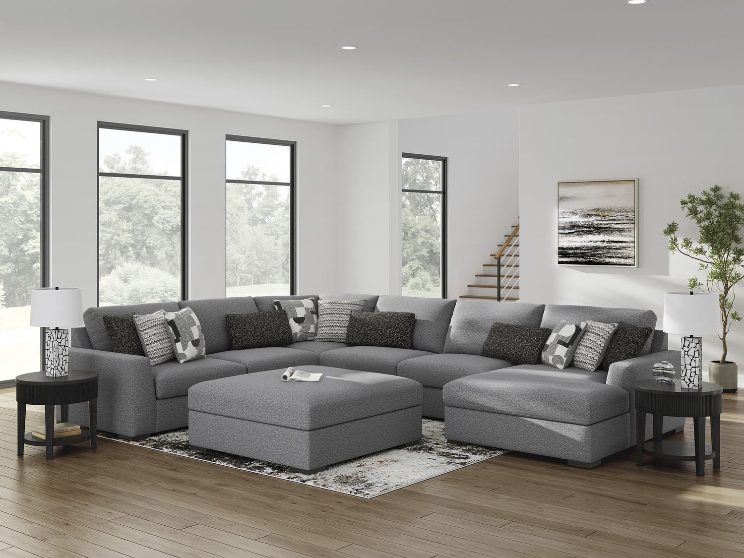 Bealton 6-Piece Sectional with RAF Chaise In Salt and Pepper 61305S12