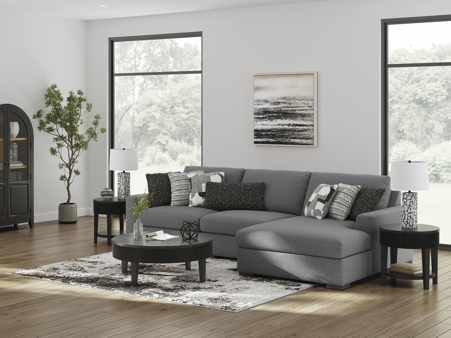 Bealton 3-Piece Sectional with RAF Chaise In Salt and Pepper 61305S3