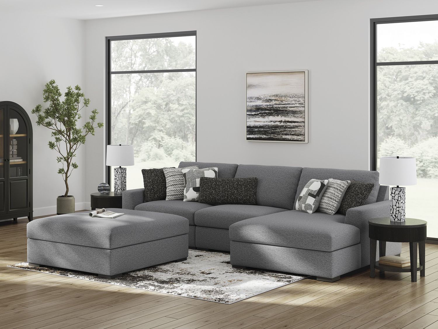 Bealton 3-Piece Sectional with RAF Chaise In Salt and Pepper 61305S3