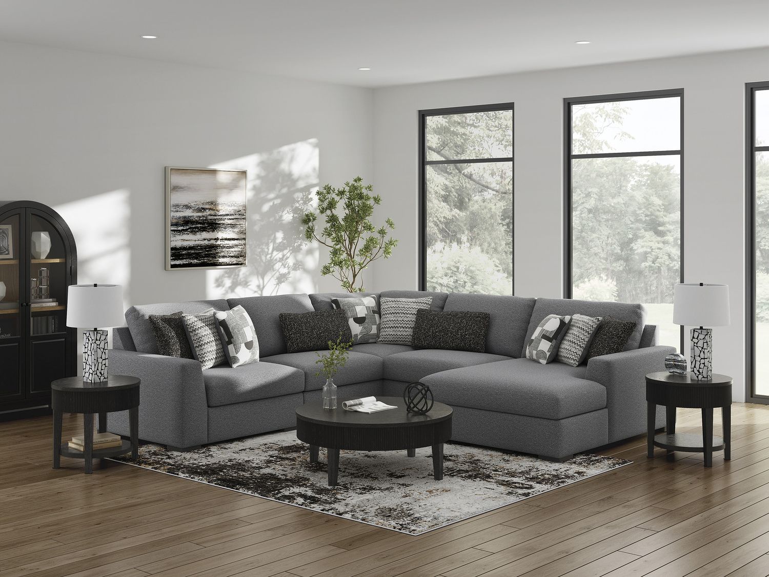Bealton 5-Piece Sectional with RAF Chaise In Salt and Pepper 61305S7