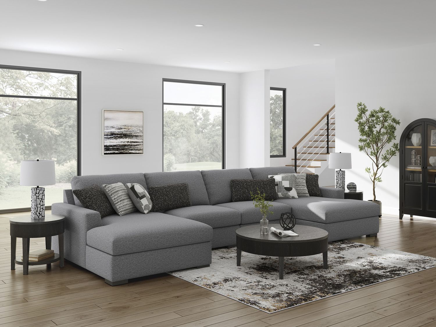 Bealton 4-Piece Sectional with Double Chaise In Salt and Pepper 61305S9