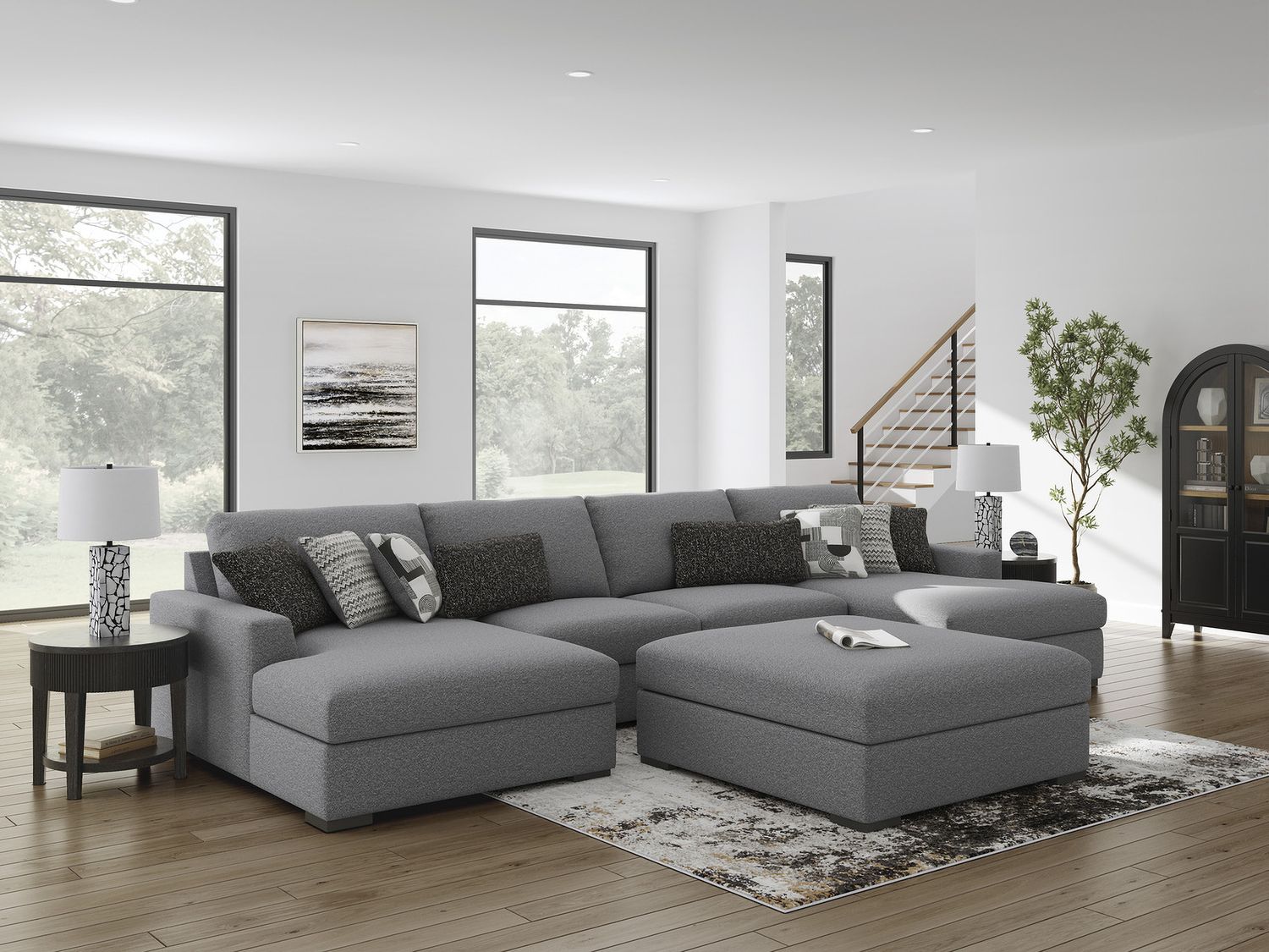 Bealton 4-Piece Sectional with Double Chaise In Salt and Pepper 61305S9