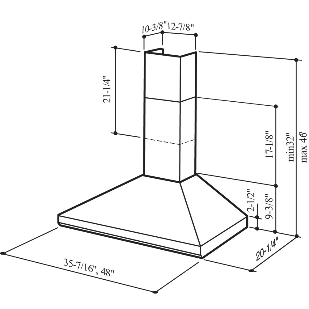48, Stainless Steel, Chimney Hood, External Blower 614804EX