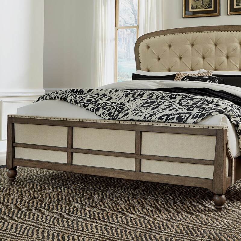Americana Farmhouse King Uph Shelter Footboard 615BR16FUS