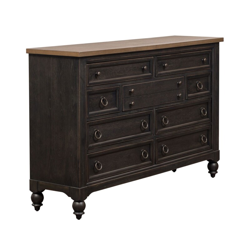 Americana Farmhouse 9 Drawer Dresser - Black 615BR31B