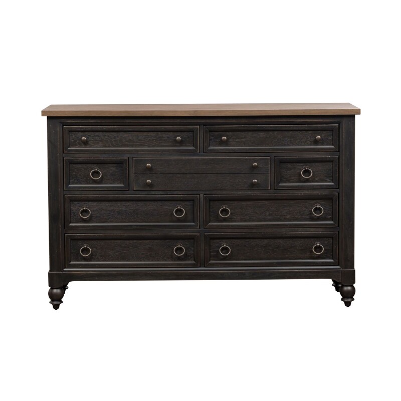 Americana Farmhouse 9 Drawer Dresser - Black 615BR31B