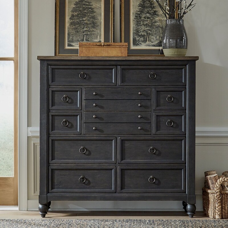 Americana Farmhouse 12 Drawer Chesser - Black 615BR32B