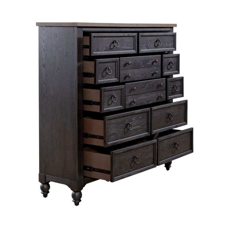 Americana Farmhouse 12 Drawer Chesser - Black 615BR32B