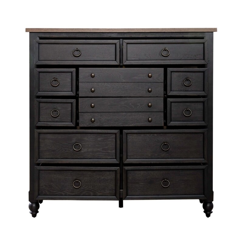 Americana Farmhouse 12 Drawer Chesser - Black 615BR32B