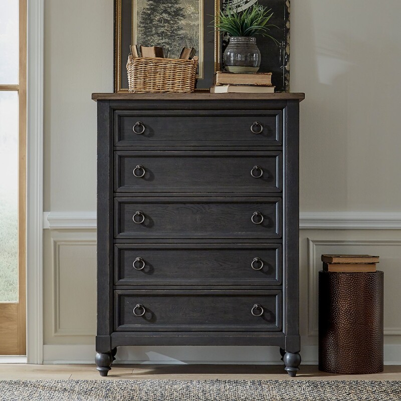 Americana Farmhouse 5 Drawer Chest - Black 615BR41B