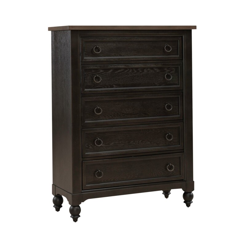 Americana Farmhouse 5 Drawer Chest - Black 615BR41B