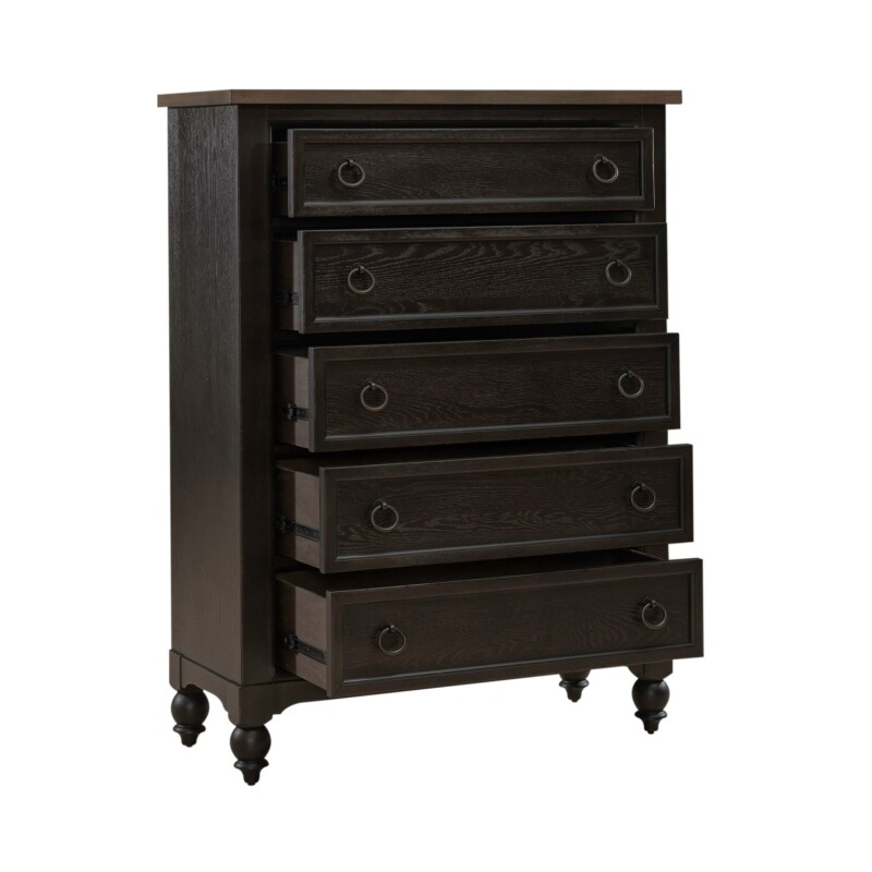 Americana Farmhouse 5 Drawer Chest - Black 615BR41B