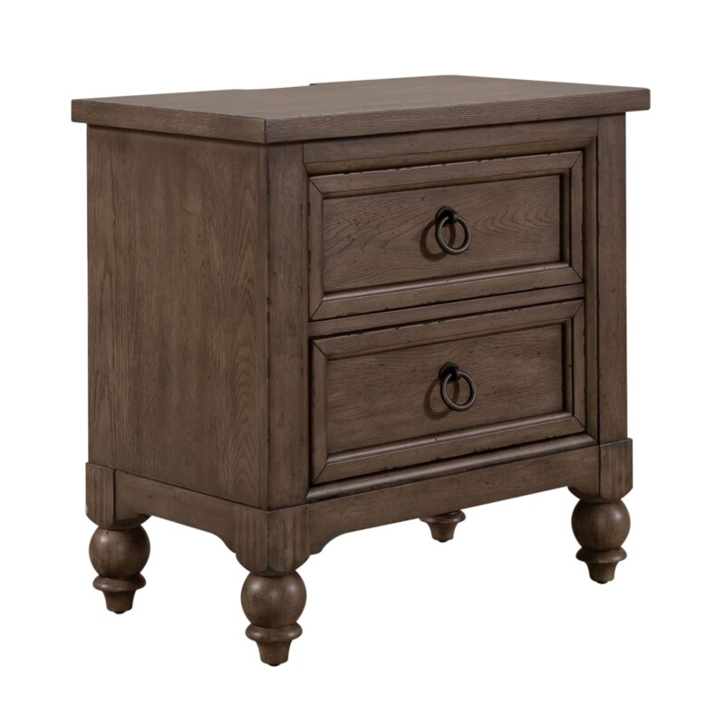 Americana Farmhouse 2 Drawer Night Stand w/ Charging Station 615BR61