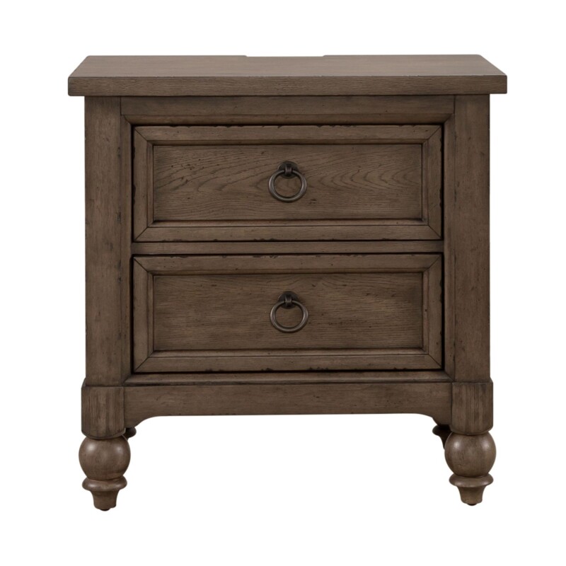 Americana Farmhouse 2 Drawer Night Stand w/ Charging Station 615BR61