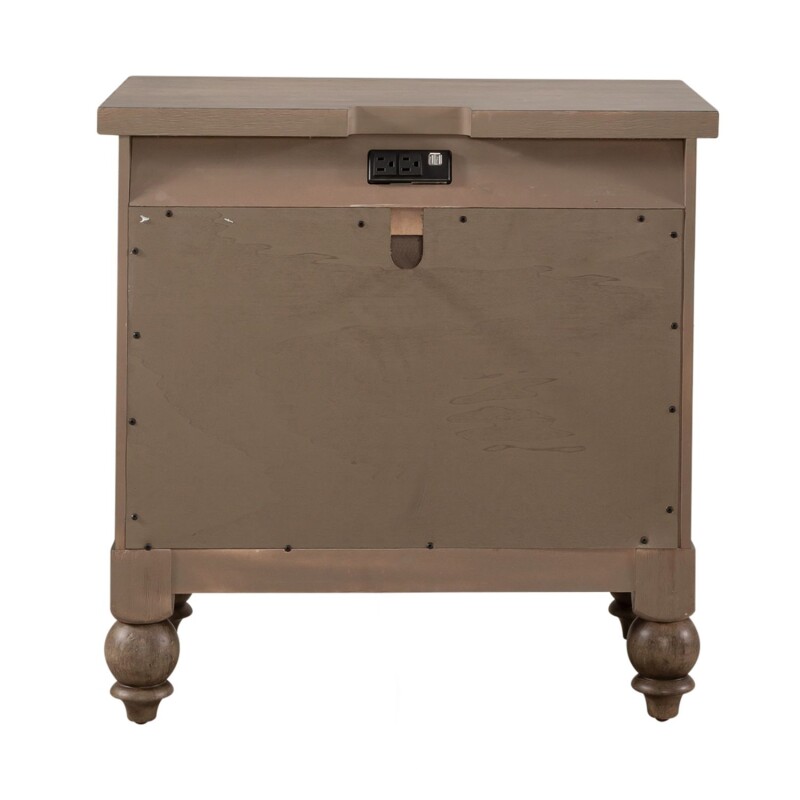 Americana Farmhouse 2 Drawer Night Stand w/ Charging Station 615BR61