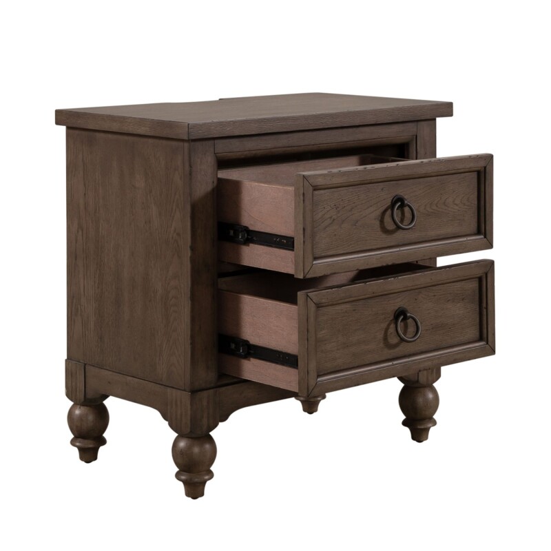 Americana Farmhouse 2 Drawer Night Stand w/ Charging Station 615BR61