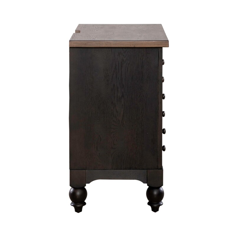 Americana Farmhouse Bedside Chest w/ Charging Station - Black 615BR62B