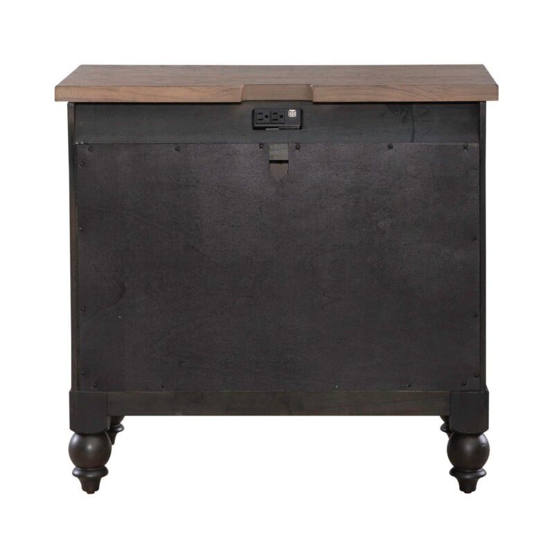Americana Farmhouse Bedside Chest w/ Charging Station - Black 615BR62B