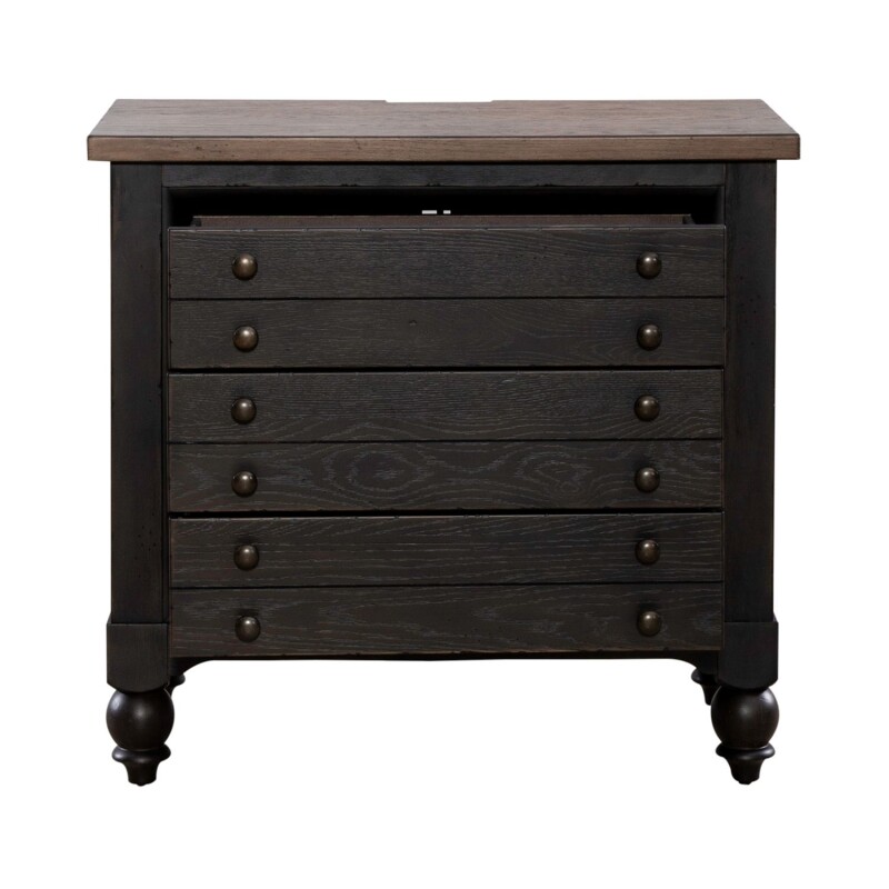 Americana Farmhouse Bedside Chest w/ Charging Station - Black 615BR62B