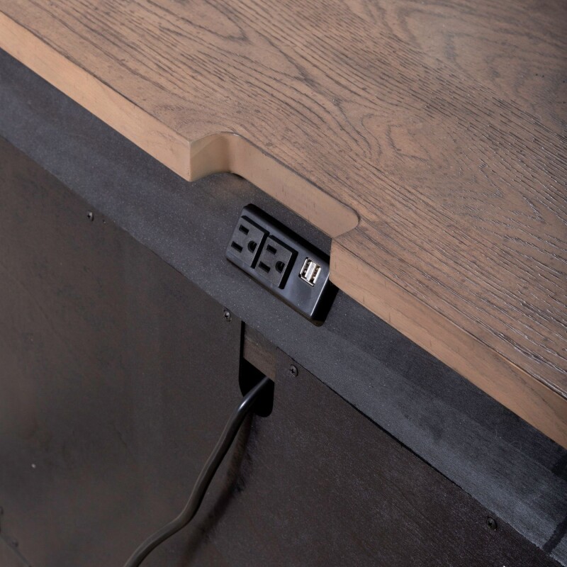 Americana Farmhouse Bedside Chest w/ Charging Station - Black 615BR62B