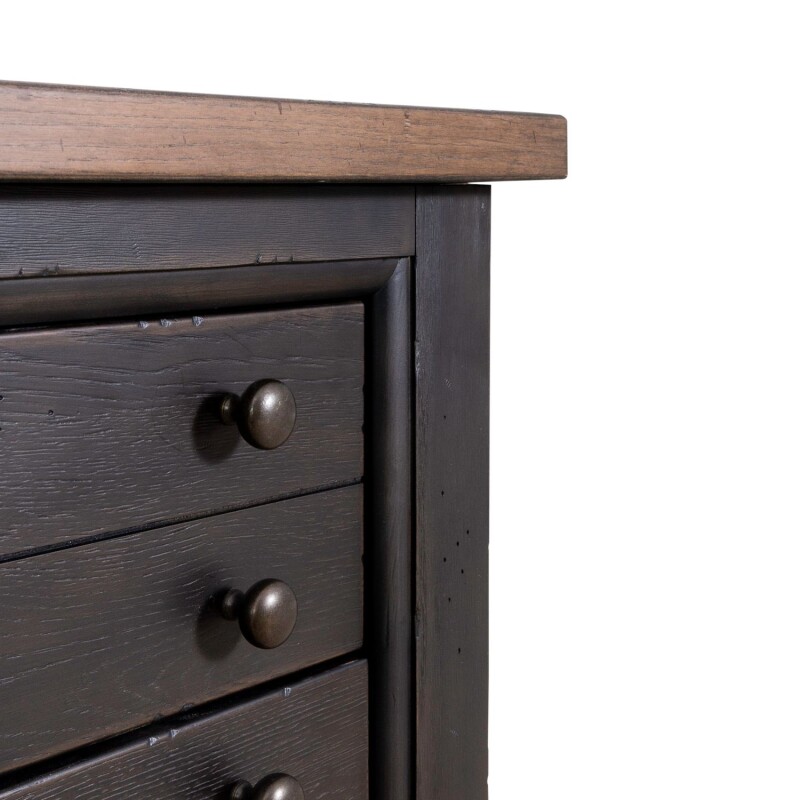 Americana Farmhouse Bedside Chest w/ Charging Station - Black 615BR62B
