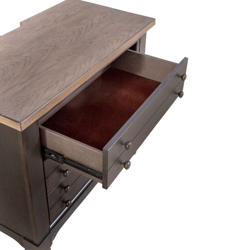 Americana Farmhouse Bedside Chest w/ Charging Station - Black 615BR62B