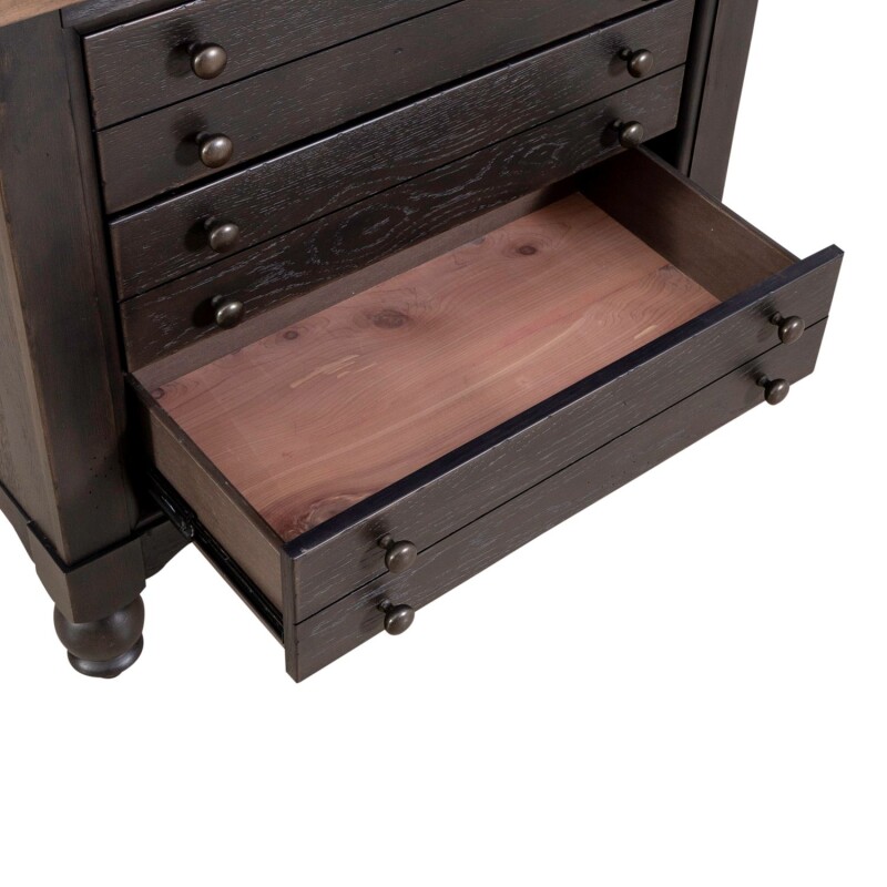 Americana Farmhouse Bedside Chest w/ Charging Station - Black 615BR62B