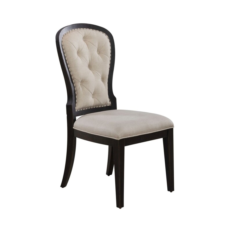 Americana Farmhouse Uph Tufted Back Side Chair - Black 615C0501SB