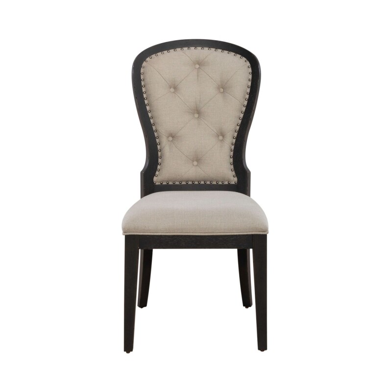 Americana Farmhouse Uph Tufted Back Side Chair - Black 615C0501SB