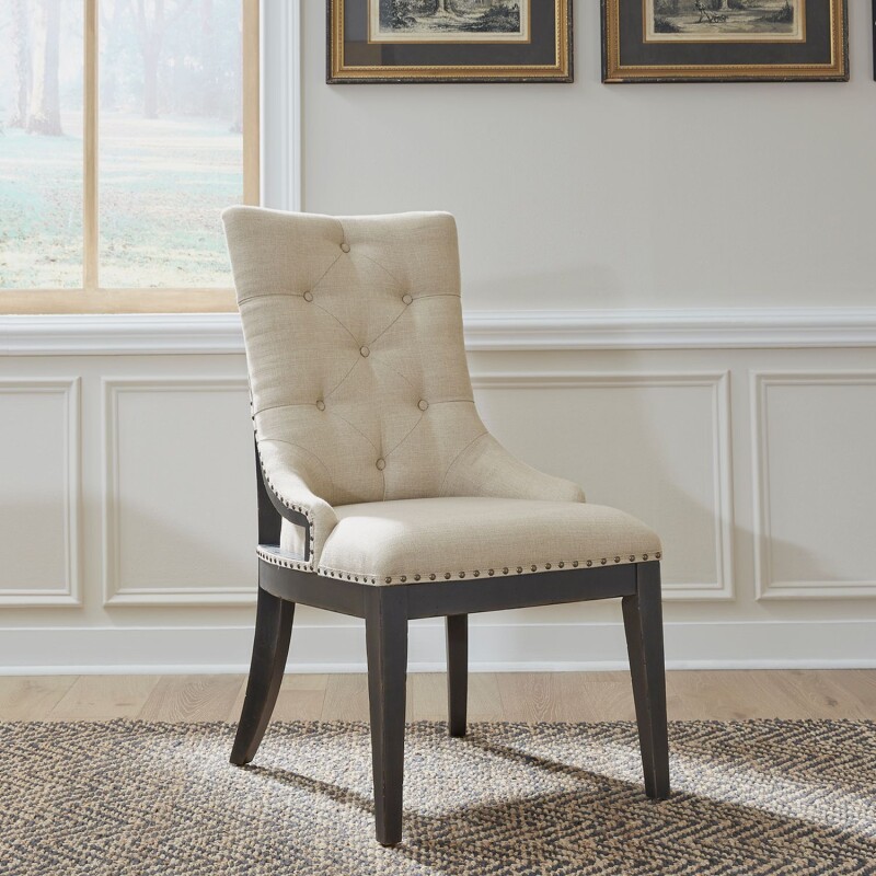 Americana Farmhouse Uph Shelter Side Chair- Black (RTA) 615C6501SB