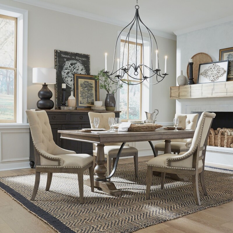 Americana Farmhouse 5 Piece Trestle Table Set 615DR5TRS